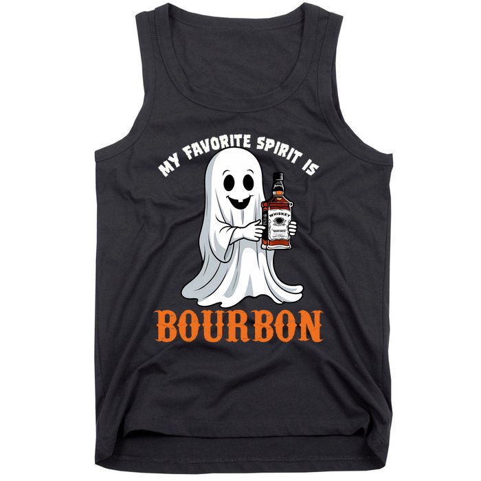 My Favorite Spirit Is Bourbon Funny Halloween Ghost Tank Top