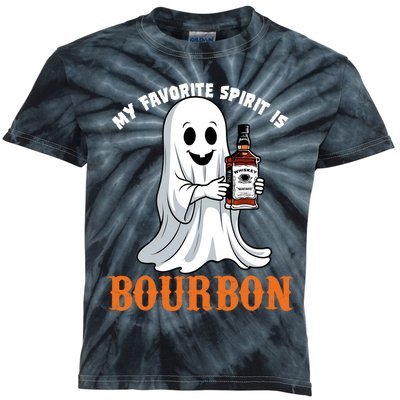 My Favorite Spirit Is Bourbon Funny Halloween Ghost Kids Tie-Dye T-Shirt