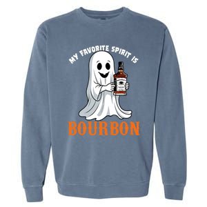 My Favorite Spirit Is Bourbon Funny Halloween Ghost Garment-Dyed Sweatshirt