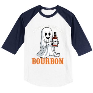 My Favorite Spirit Is Bourbon Funny Halloween Ghost Baseball Sleeve Shirt