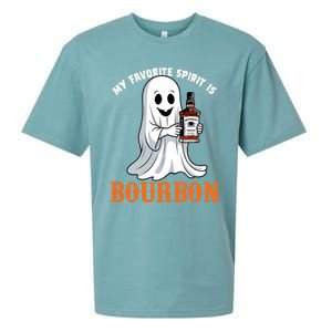 My Favorite Spirit Is Bourbon Funny Halloween Ghost Sueded Cloud Jersey T-Shirt