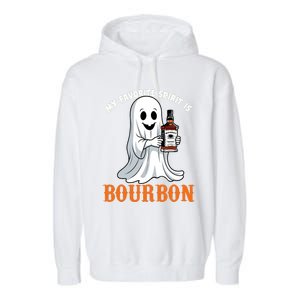 My Favorite Spirit Is Bourbon Funny Halloween Ghost Garment-Dyed Fleece Hoodie