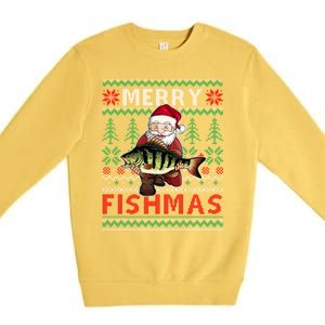 Merry Fishmas Santa Fishing Fishers Ugly Christmas Sweater Gift Premium Crewneck Sweatshirt