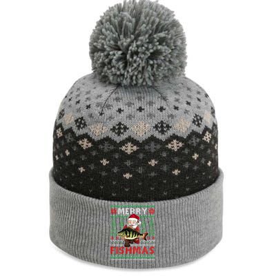 Merry Fishmas Santa Fishing Fishers Ugly Christmas Sweater Gift The Baniff Cuffed Pom Beanie