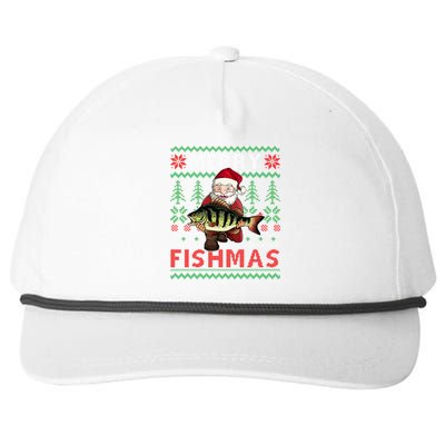 Merry Fishmas Santa Fishing Fishers Ugly Christmas Sweater Gift Snapback Five-Panel Rope Hat