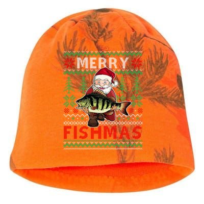 Merry Fishmas Santa Fishing Fishers Ugly Christmas Sweater Gift Kati - Camo Knit Beanie