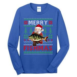 Merry Fishmas Santa Fishing Fishers Ugly Christmas Sweater Gift Tall Long Sleeve T-Shirt