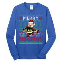 Merry Fishmas Santa Fishing Fishers Ugly Christmas Sweater Gift Tall Long Sleeve T-Shirt