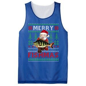 Merry Fishmas Santa Fishing Fishers Ugly Christmas Sweater Gift Mesh Reversible Basketball Jersey Tank