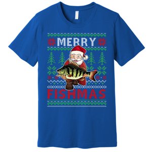 Merry Fishmas Santa Fishing Fishers Ugly Christmas Sweater Gift Premium T-Shirt