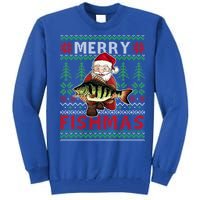 Merry Fishmas Santa Fishing Fishers Ugly Christmas Sweater Gift Tall Sweatshirt