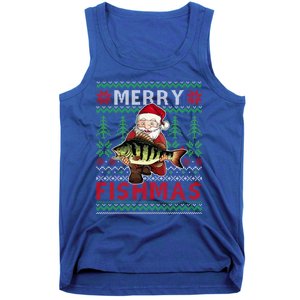 Merry Fishmas Santa Fishing Fishers Ugly Christmas Sweater Gift Tank Top