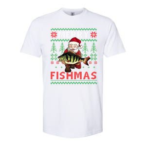 Merry Fishmas Santa Fishing Fishers Ugly Christmas Sweater Gift Softstyle CVC T-Shirt