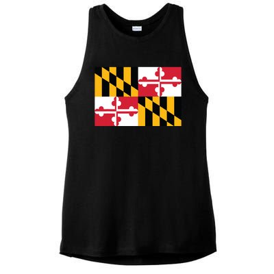 Maryland Flag State Pride Gifts Ladies PosiCharge Tri-Blend Wicking Tank