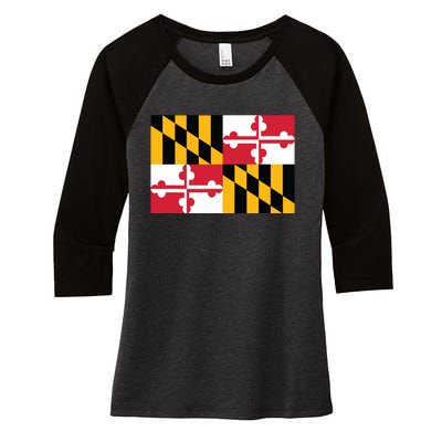 Maryland Flag State Pride Gifts Women's Tri-Blend 3/4-Sleeve Raglan Shirt