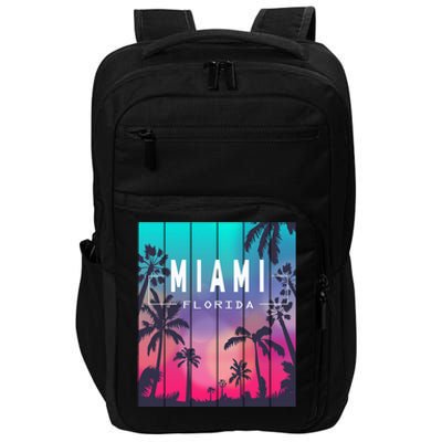 Miami Florida Sunset I Love Miami Beach Souvenir Impact Tech Backpack