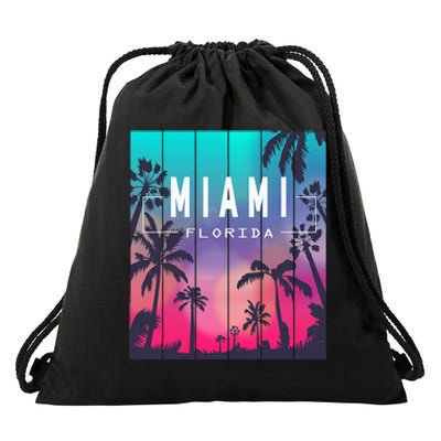 Miami Florida Sunset I Love Miami Beach Souvenir Drawstring Bag