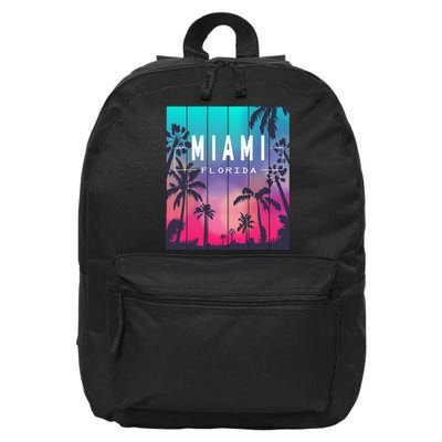 Miami Florida Sunset I Love Miami Beach Souvenir 16 in Basic Backpack