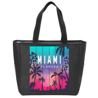 Miami Florida Sunset I Love Miami Beach Souvenir Zip Tote Bag