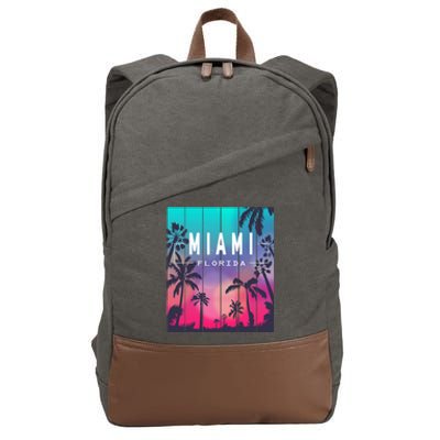 Miami Florida Sunset I Love Miami Beach Souvenir Cotton Canvas Backpack