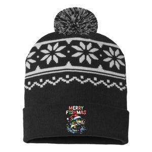 Merry Fishmas Santa Fishing Lovers Funny Fisherman Christmas USA-Made Snowflake Beanie