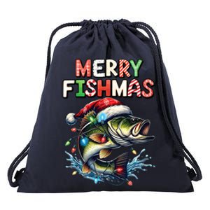 Merry Fishmas Santa Fishing Lovers Funny Fisherman Christmas Drawstring Bag