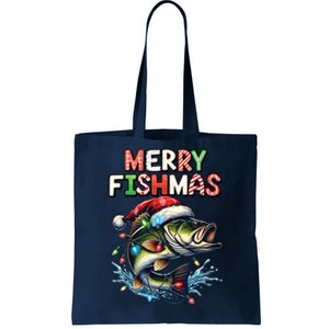 Merry Fishmas Santa Fishing Lovers Funny Fisherman Christmas Tote Bag