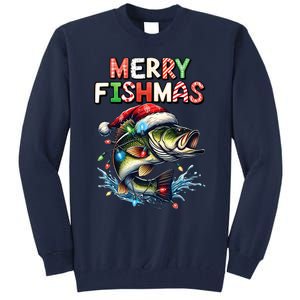 Merry Fishmas Santa Fishing Lovers Funny Fisherman Christmas Tall Sweatshirt