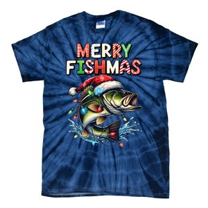 Merry Fishmas Santa Fishing Lovers Funny Fisherman Christmas Tie-Dye T-Shirt