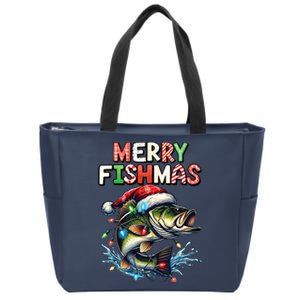 Merry Fishmas Santa Fishing Lovers Funny Fisherman Christmas Zip Tote Bag