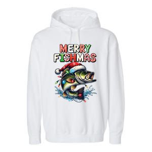 Merry Fishmas Santa Fishing Lovers Funny Fisherman Christmas Garment-Dyed Fleece Hoodie