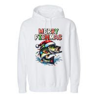 Merry Fishmas Santa Fishing Lovers Funny Fisherman Christmas Garment-Dyed Fleece Hoodie