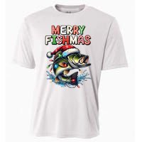 Merry Fishmas Santa Fishing Lovers Funny Fisherman Christmas Cooling Performance Crew T-Shirt