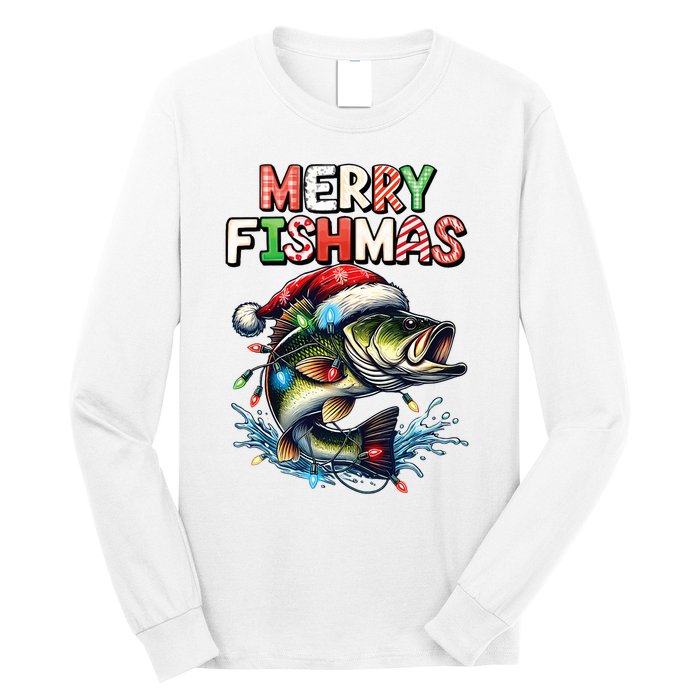 Merry Fishmas Santa Fishing Lovers Funny Fisherman Christmas Long Sleeve Shirt