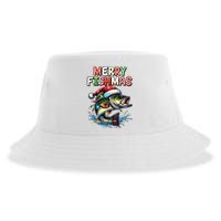 Merry Fishmas Santa Fishing Lovers Funny Fisherman Christmas Sustainable Bucket Hat