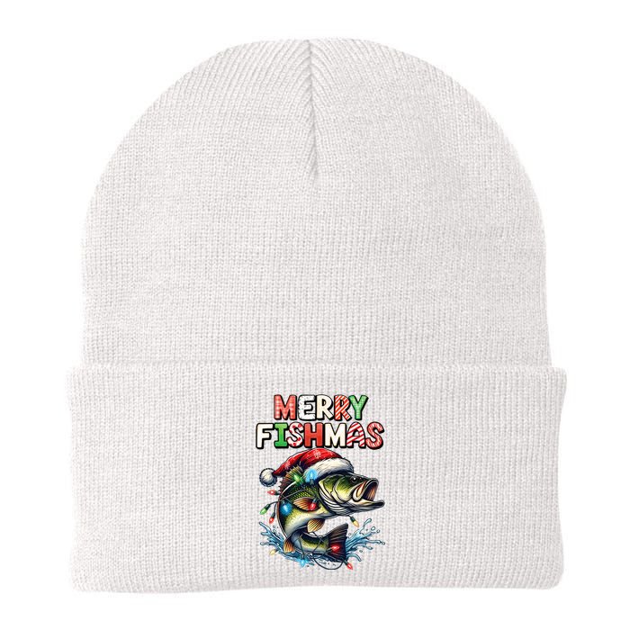 Merry Fishmas Santa Fishing Lovers Funny Fisherman Christmas Knit Cap Winter Beanie