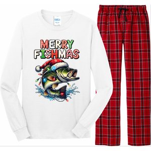 Merry Fishmas Santa Fishing Lovers Funny Fisherman Christmas Long Sleeve Pajama Set