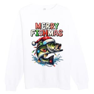 Merry Fishmas Santa Fishing Lovers Funny Fisherman Christmas Premium Crewneck Sweatshirt