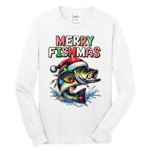 Merry Fishmas Santa Fishing Lovers Funny Fisherman Christmas Tall Long Sleeve T-Shirt