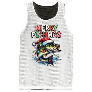 Merry Fishmas Santa Fishing Lovers Funny Fisherman Christmas Mesh Reversible Basketball Jersey Tank