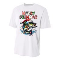 Merry Fishmas Santa Fishing Lovers Funny Fisherman Christmas Performance Sprint T-Shirt