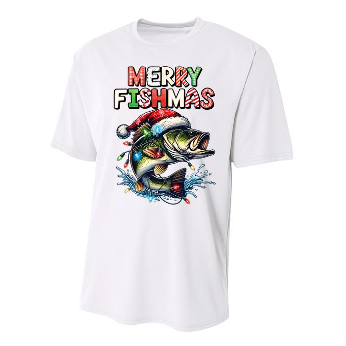 Merry Fishmas Santa Fishing Lovers Funny Fisherman Christmas Performance Sprint T-Shirt