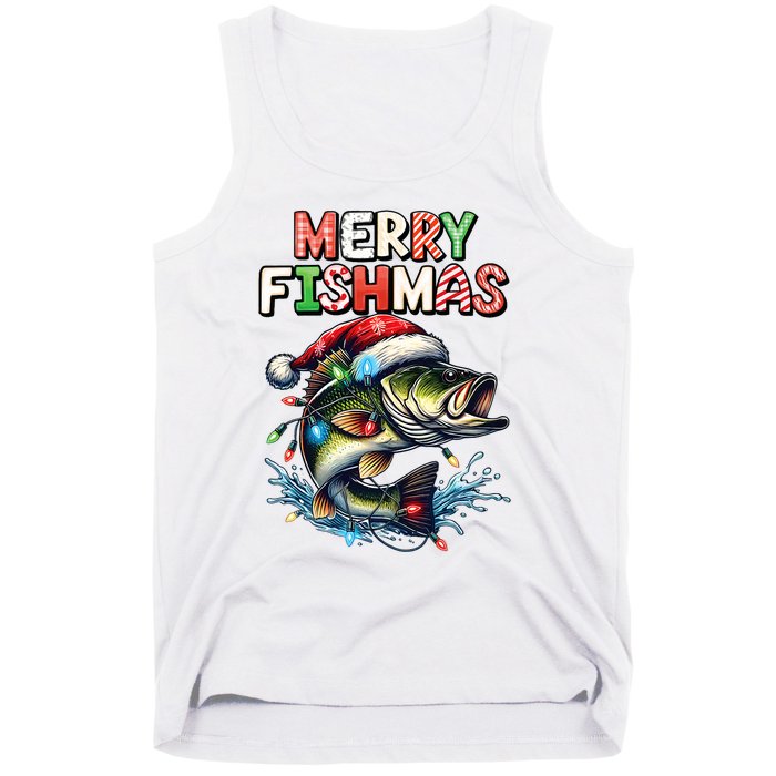 Merry Fishmas Santa Fishing Lovers Funny Fisherman Christmas Tank Top