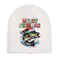 Merry Fishmas Santa Fishing Lovers Funny Fisherman Christmas Short Acrylic Beanie