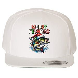 Merry Fishmas Santa Fishing Lovers Funny Fisherman Christmas Wool Snapback Cap