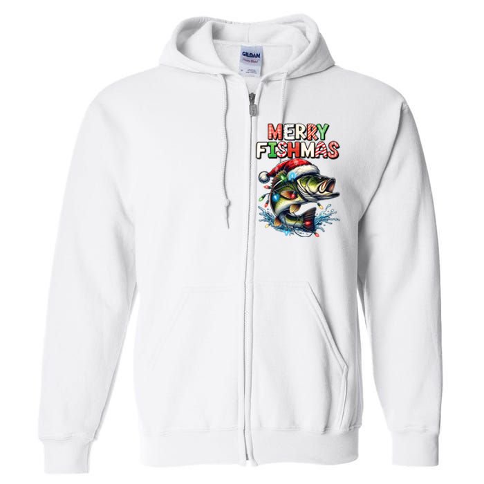 Merry Fishmas Santa Fishing Lovers Funny Fisherman Christmas Full Zip Hoodie