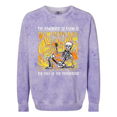 My Favorite Season Is Fall Of The Patriarchy Feminist Autumn Colorblast Crewneck Sweatshirt