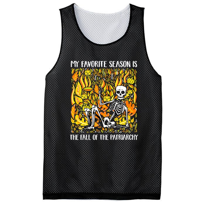 My Favorite Season Is Fall Of The Patriarchy Feminist Autumn Mesh Reversible Basketball Jersey Tank