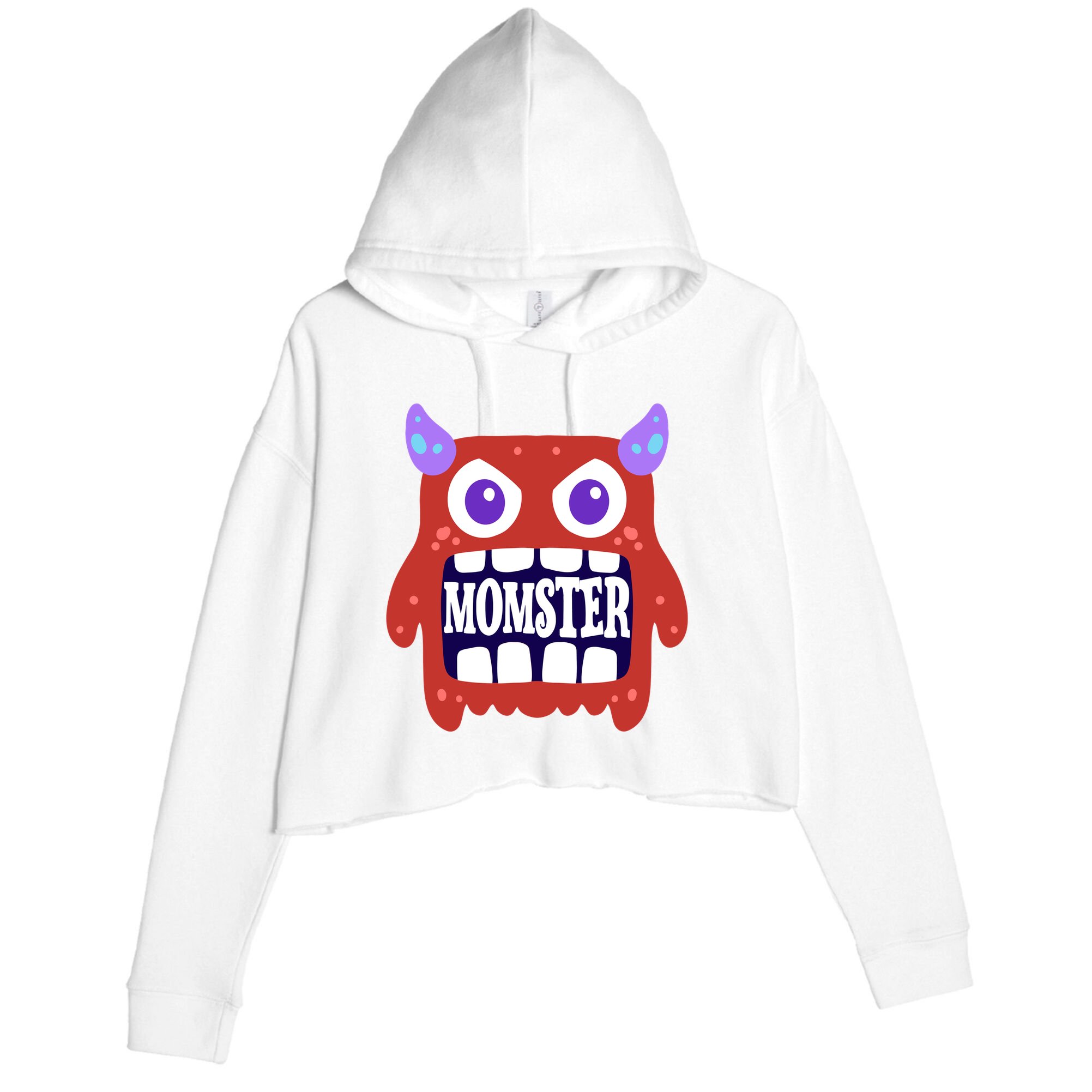 Momster Funny Spooky Halloween Crop Fleece Hoodie