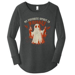 My Favorite Spirit Is Whiskey Funny Drinking Halloween Women's Perfect Tri Tunic Long Sleeve Shirt